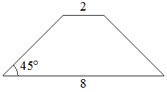 Найдите косинус угла трапеции изображенной на рисунке. В равнобедренной трапеции основания равны 2 и 8 а один из углов 45.